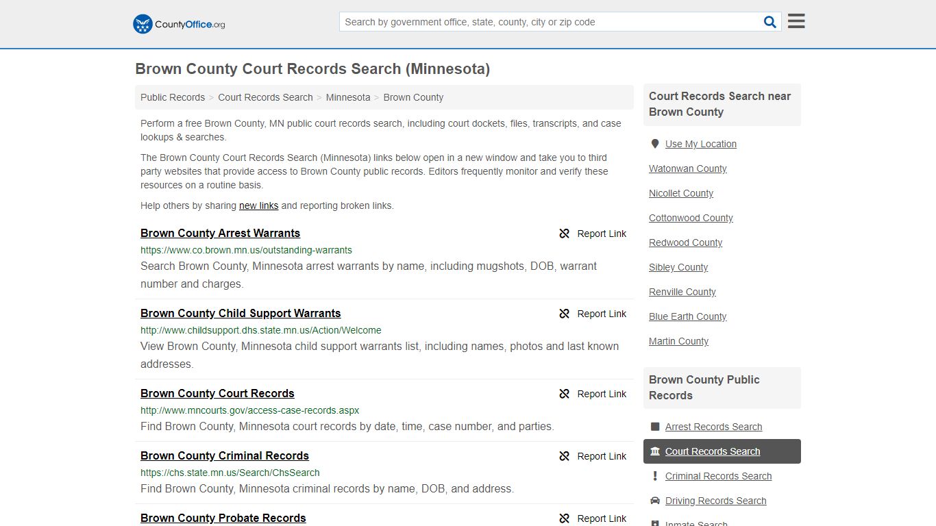 Court Records Search - Brown County, MN (Adoptions ...