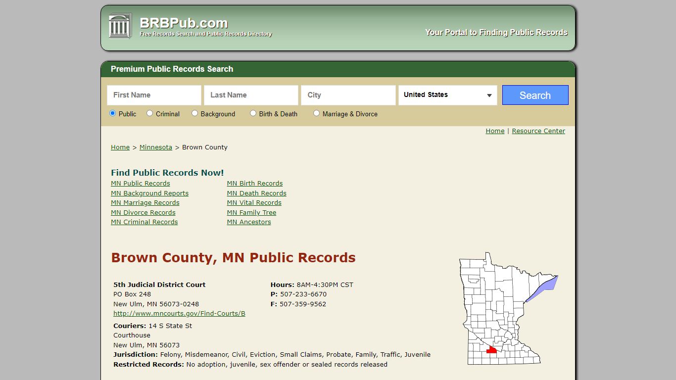 Brown County Public Records | Search Minnesota Government ...