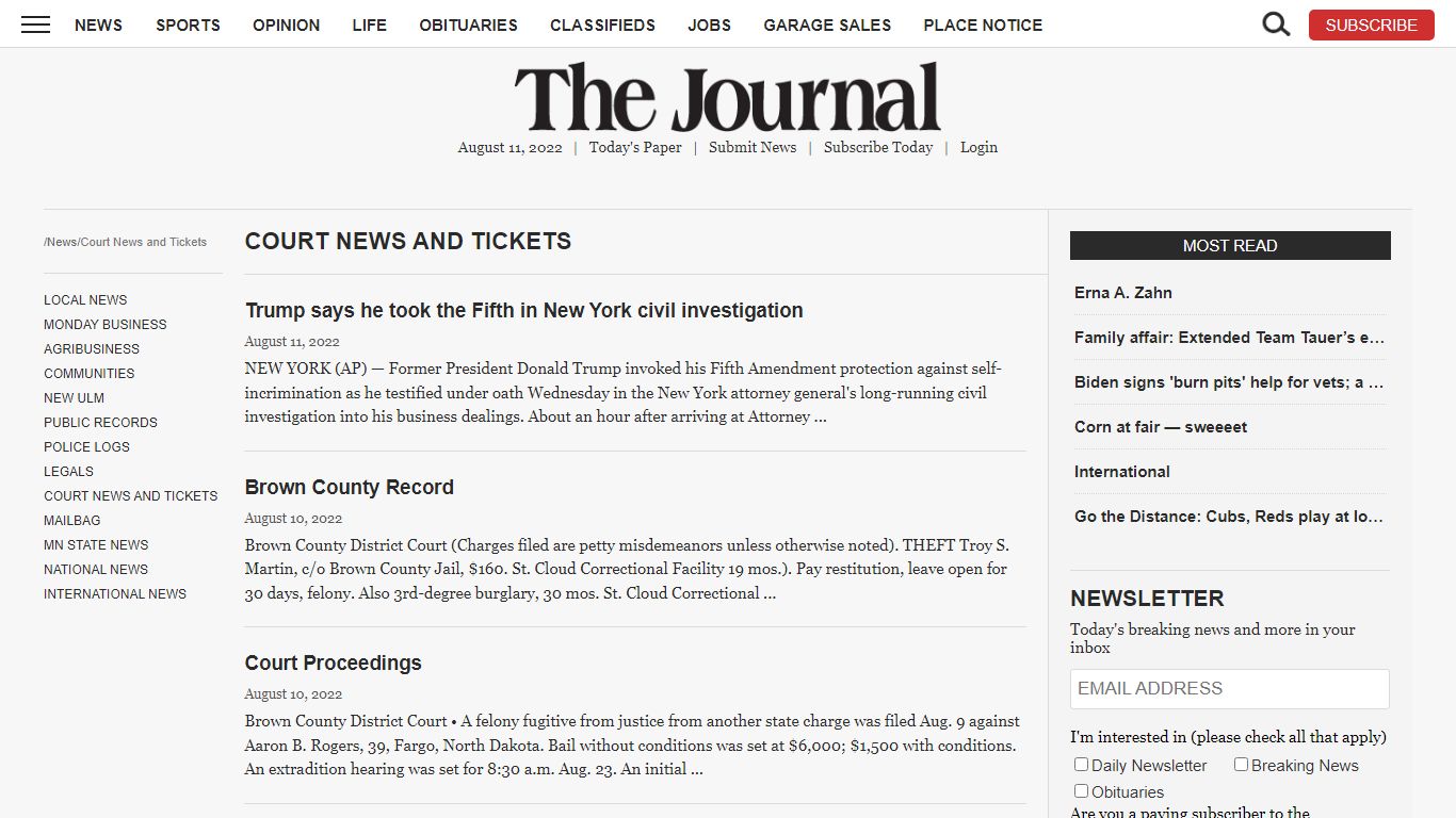 Court News and Tickets | News, Sports, Jobs - The Journal